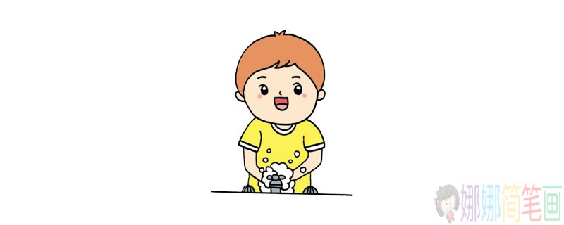 预防新冠勤洗手简笔画-1
