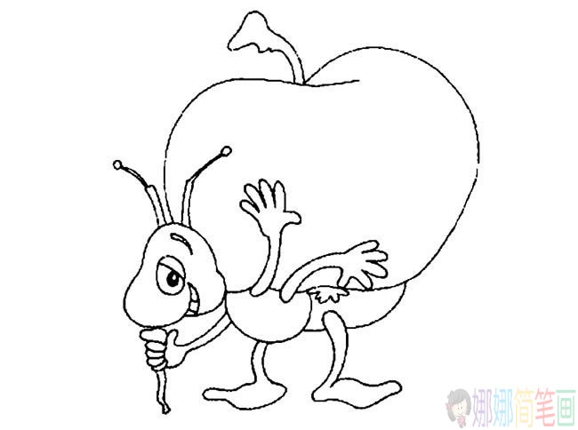 小蚂蚁搬东西简笔画图片-1
