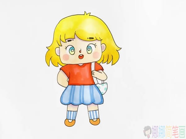 Q版动画小女孩简笔画画法教程-1