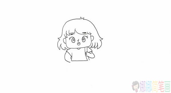 Q版动画小女孩简笔画画法教程-3