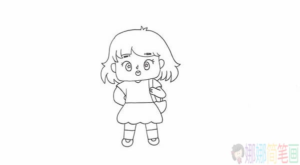 Q版动画小女孩简笔画画法教程-4