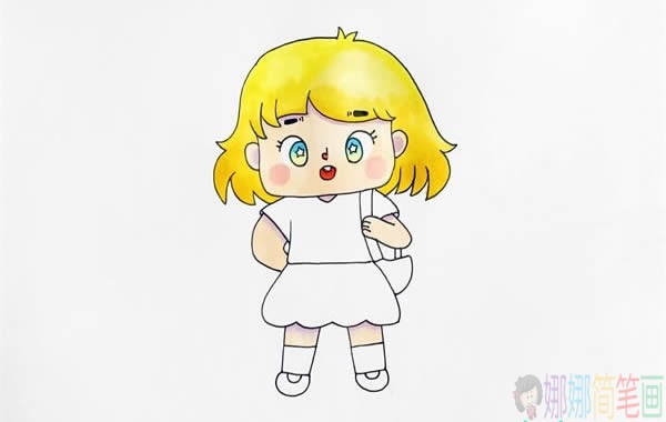 Q版动画小女孩简笔画画法教程-5