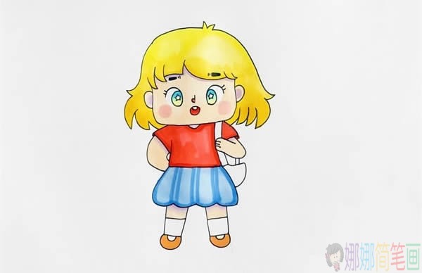 Q版动画小女孩简笔画画法教程-6