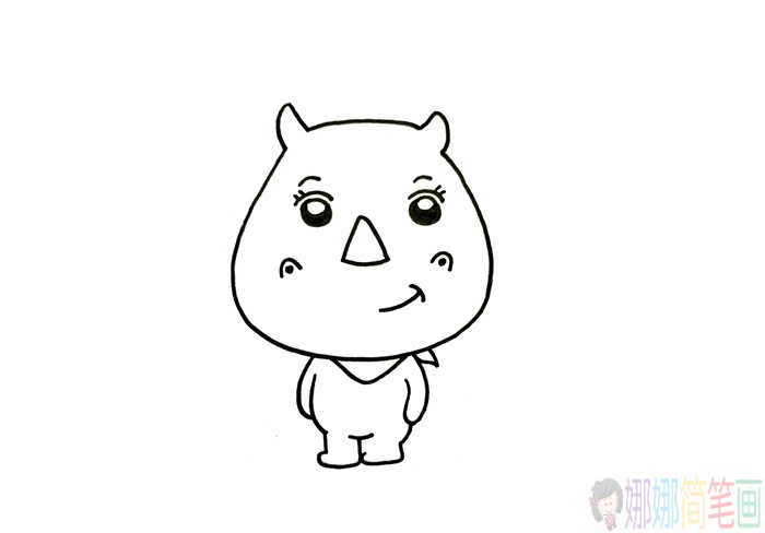 犀牛简笔画绘画教程-4