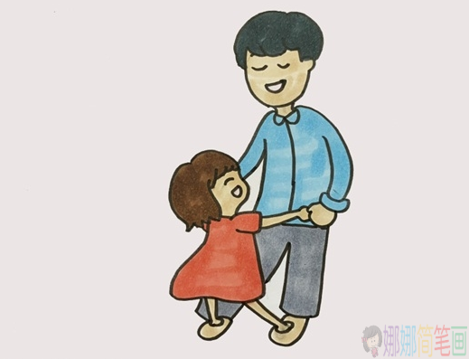 爸爸和女儿人物简笔画-1