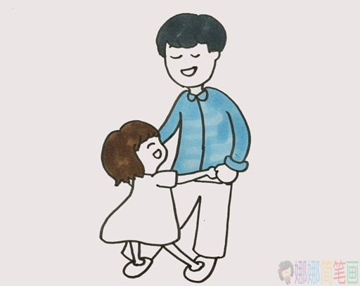 爸爸和女儿人物简笔画-6