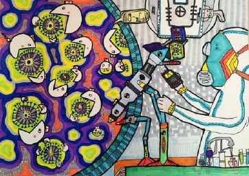 抗击新冠病毒科幻画-4