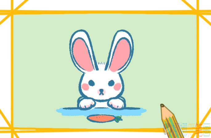 小兔子吃胡萝卜简笔画-1