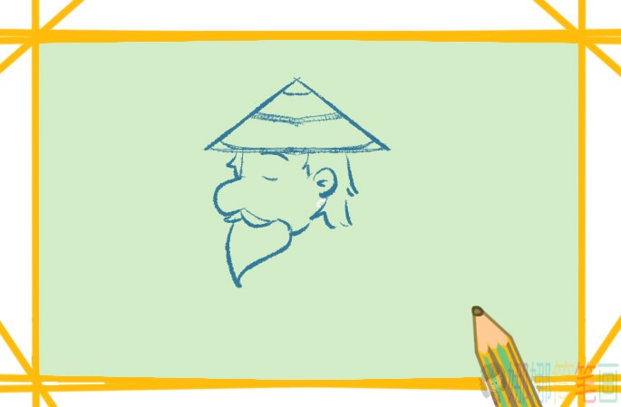 钓鱼的老爷爷简笔画-3