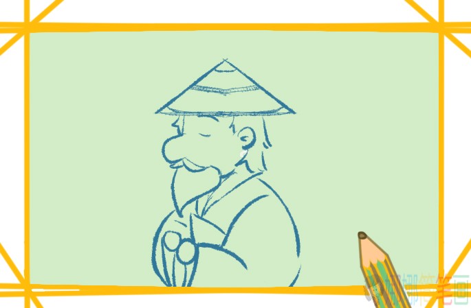 钓鱼的老爷爷简笔画-4