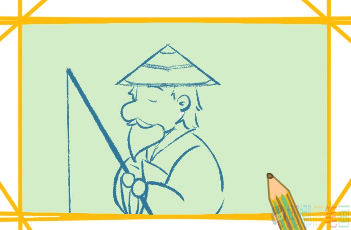 钓鱼的老爷爷简笔画-5