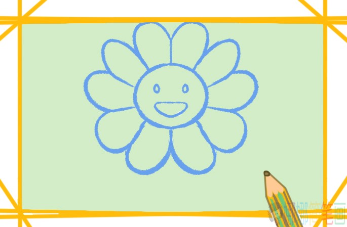 漂亮的彩虹花朵简笔画-6