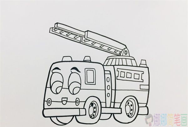 教小朋友画消防车简笔画-4
