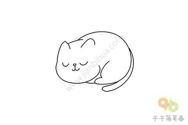 睡觉的小猫简笔画-3
