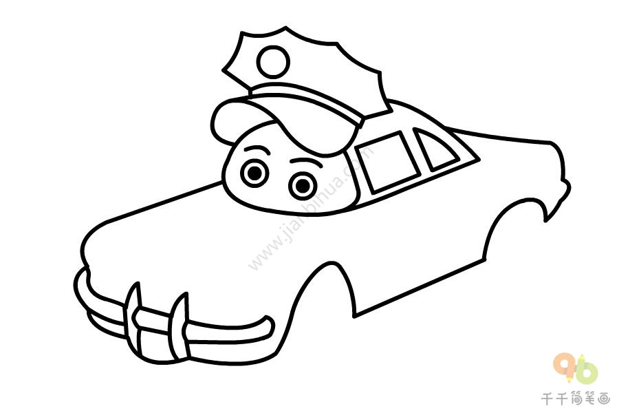 警车儿童简笔画-3
