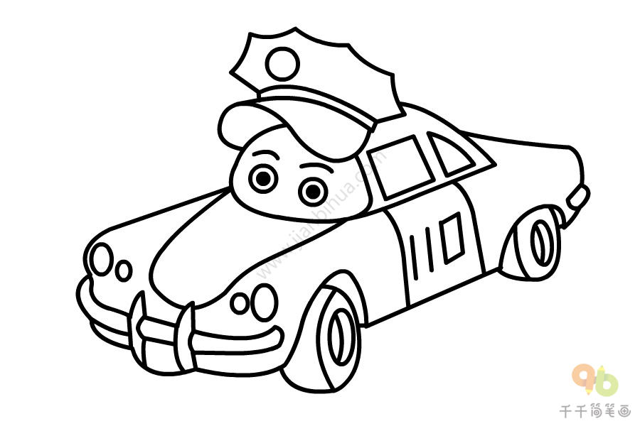 警车儿童简笔画-4