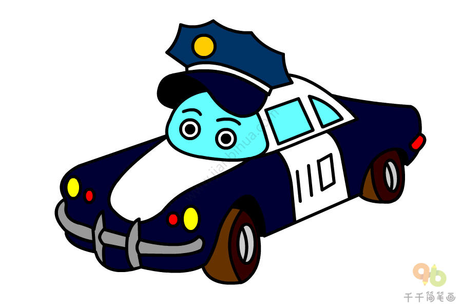 警车儿童简笔画-5
