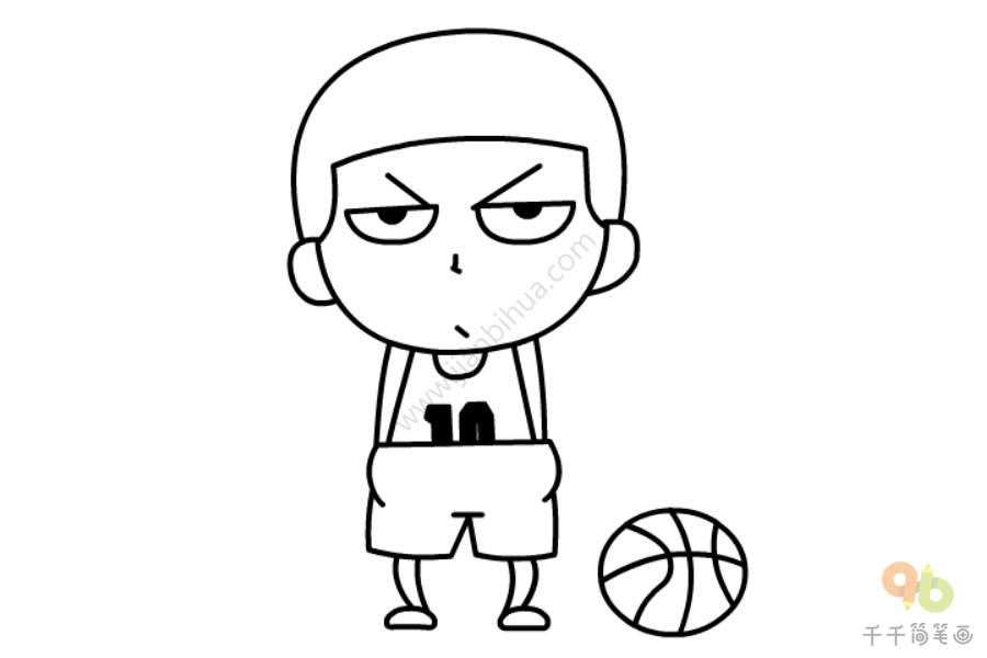 酷酷篮球少年简笔画-4