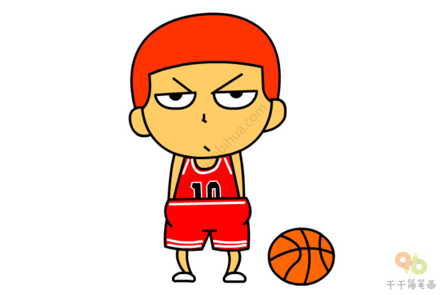 酷酷篮球少年简笔画-5