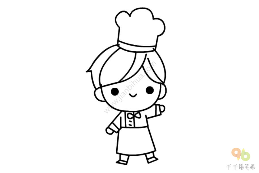 爱美食的厨师简笔画-3