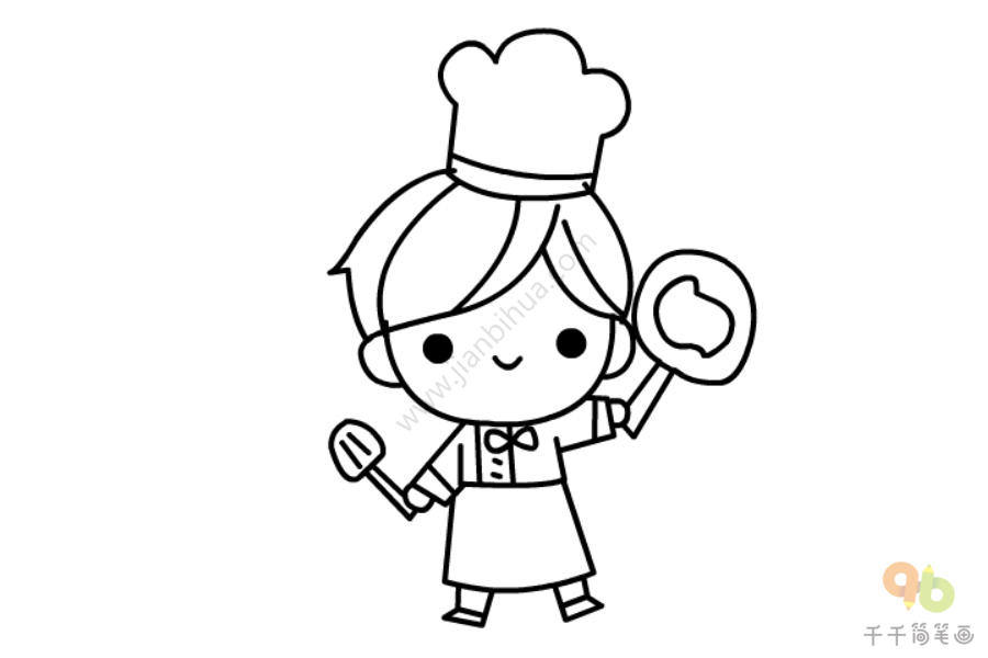 爱美食的厨师简笔画-4