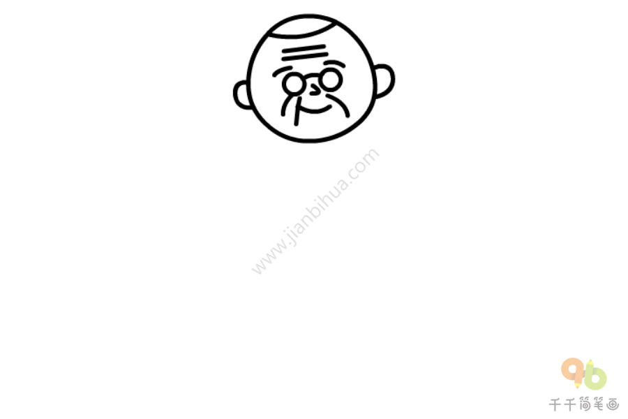 拄拐杖爷爷简笔画-2
