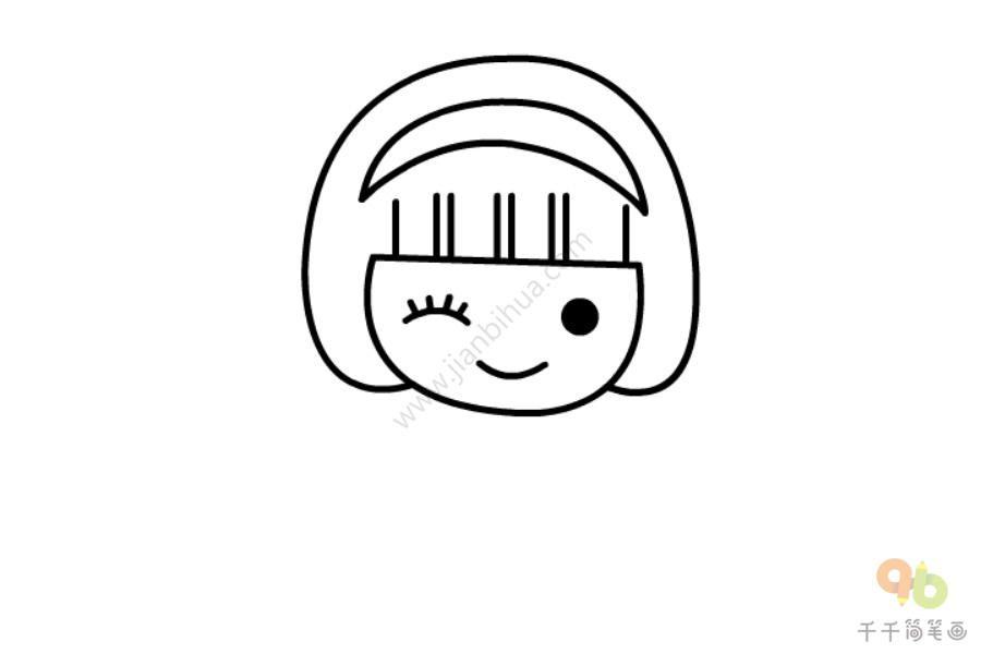 可爱的蝴蝶结女生简笔画-2