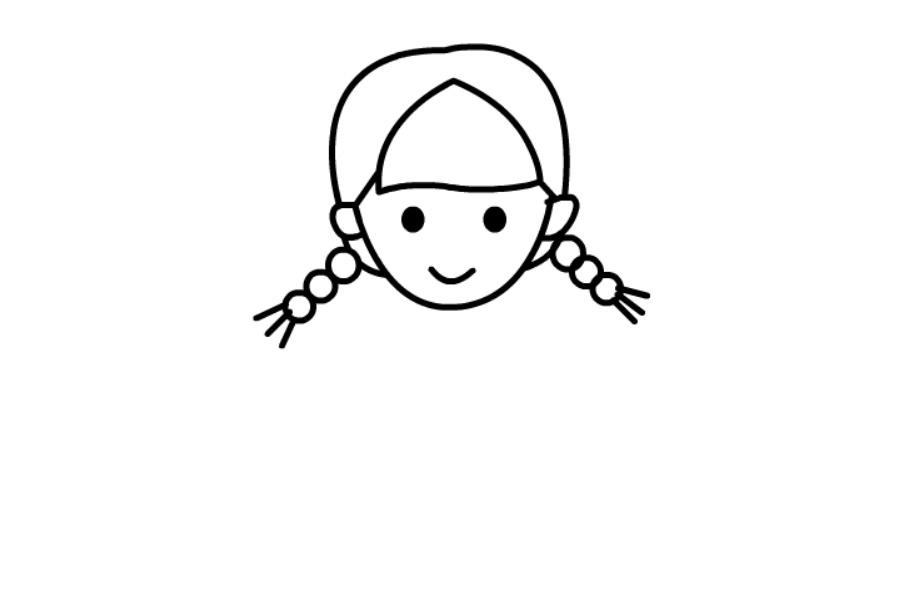 幼儿园里的小女孩简笔画-2