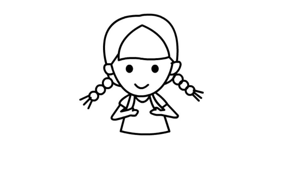 幼儿园里的小女孩简笔画-3