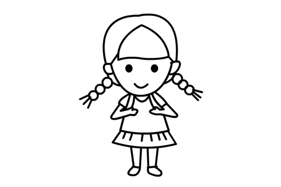 幼儿园里的小女孩简笔画-4