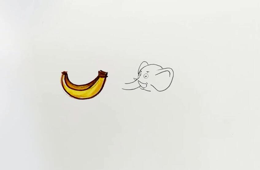 两只大象来拔河简笔画-1