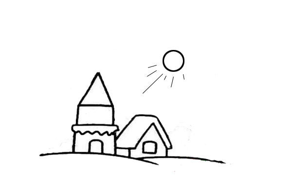 冬日里的房子简笔画-5