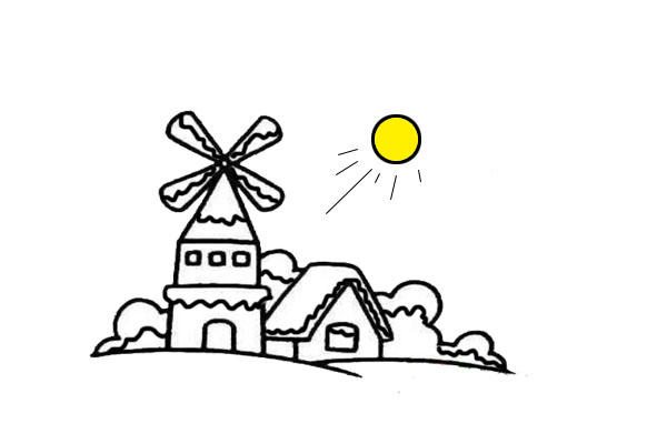 冬日里的房子简笔画-10