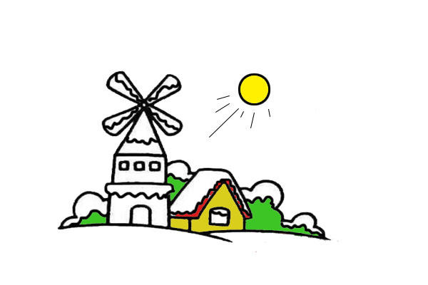 冬日里的房子简笔画-12