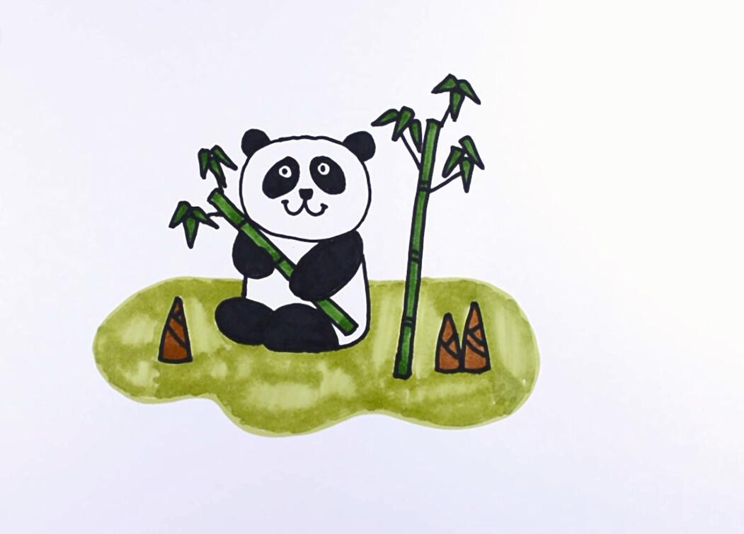 和国宝熊猫比萌儿童简笔画-5