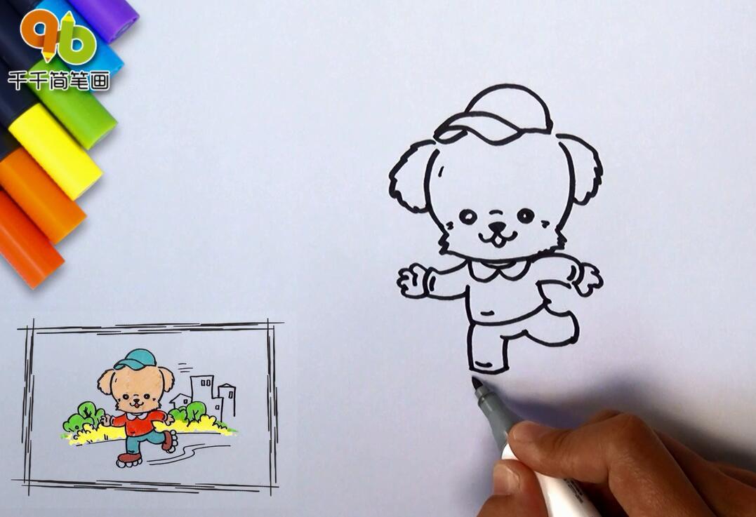 轮滑狗简笔画-2