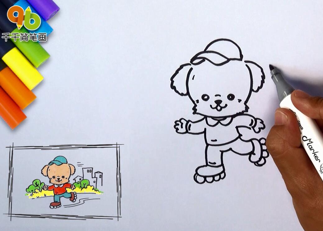 轮滑狗简笔画-3