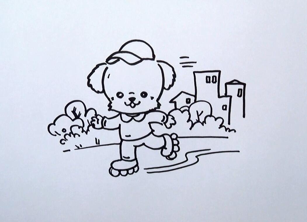 轮滑狗简笔画-4