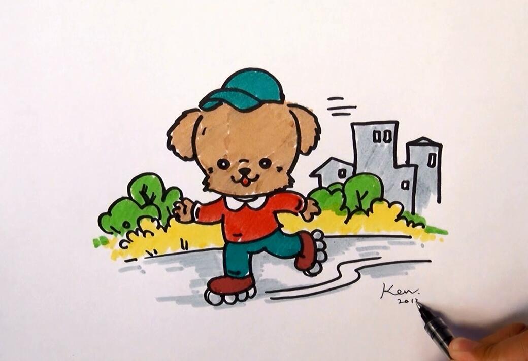 轮滑狗简笔画-5