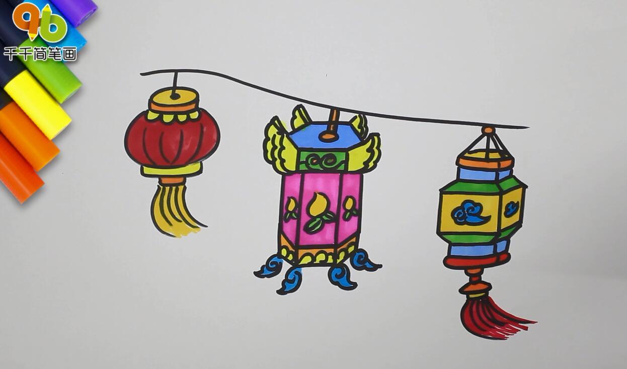 大红灯笼高高挂简笔画-4