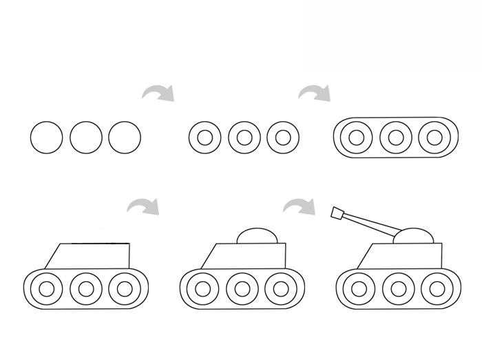 坦克简笔画的步骤和上色教程-2