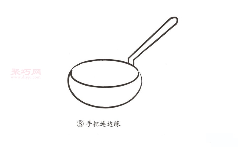 平底锅怎么画最简单_平底锅简笔画画法-4