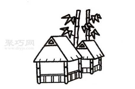 幼儿画竹楼如何画_竹楼简笔画画法-1