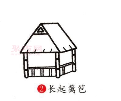 幼儿画竹楼如何画_竹楼简笔画画法-3