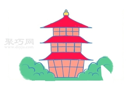 幼儿画高塔步骤图解_来学高塔简笔画-1