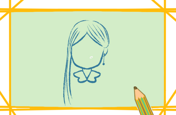 漂亮的长发女生简笔画-2