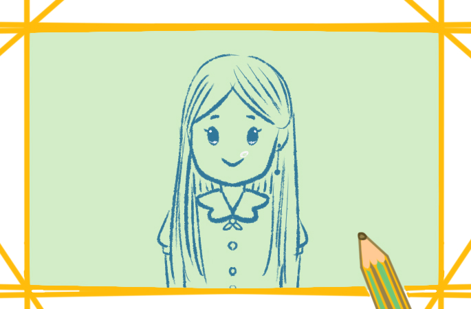 漂亮的长发女生简笔画-4