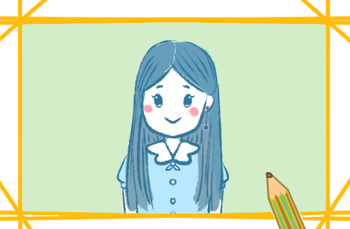 漂亮的长发女生简笔画-5