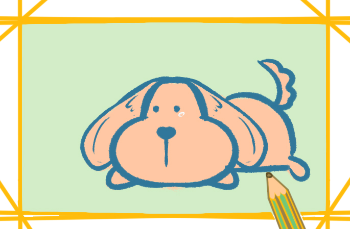 趴着的狗狗简笔画-5