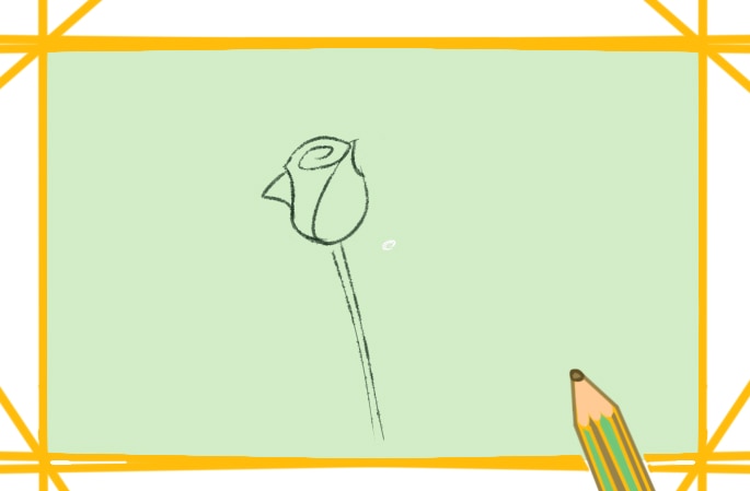 一枝红玫瑰简笔画-3